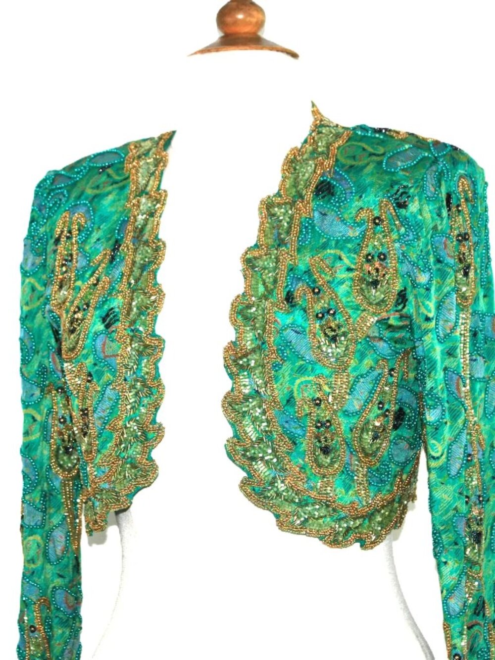 JASDEE Vintage BoleroJacket Hand Work Bead Sequins Hand Print on Silk Style 2019